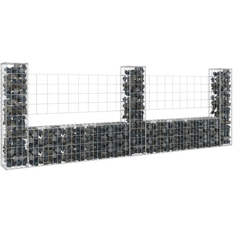 INLIFE Panier de gabion en forme de U avec 3 poteaux Fer 260x20x100 cm (1/5)