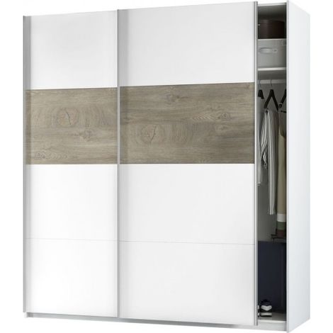 Armadio 180x60x200h cm con 2 ante scorrevoli bianco opaco e rovere - Verbania (1/6)