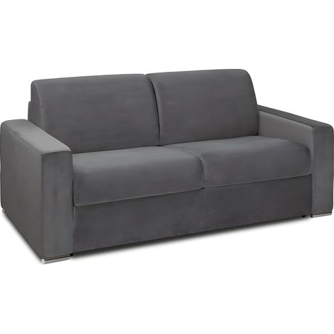 Divano letto 2 posti ribalta doga larga letto120cm materasso18cm Velluto Memory - Antracite - CALITO