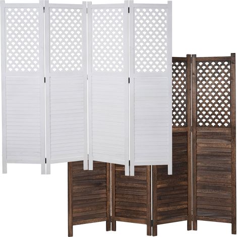 Paravent HWC-A84, paroi de séparation, protection visuelle, ornaments 170 x 161 cm - brun (1/5)