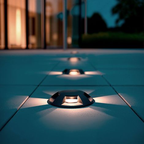 Balise Extérieure LED Encastrable Sol 4L 24V DC Loto Noire 2700K Blanc chaud (1/5)