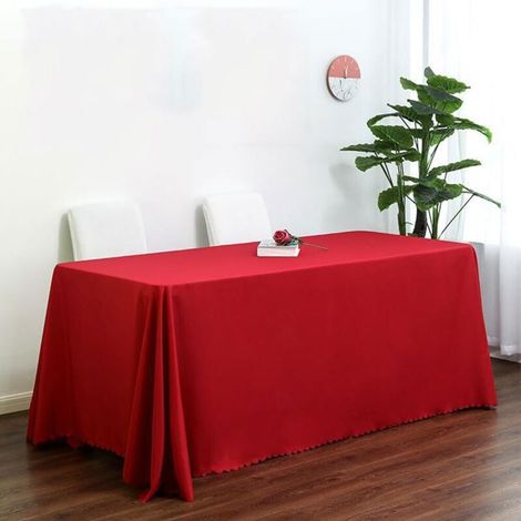 Nappe Rectangulaire Lavable, Nappe Taille au Choix, Polyester Nappe de Table Essuyable Anti-Taches, pour Salle à Manger, Pique-Nique, Restaurant. (180x300cm,Rouge Noël)
