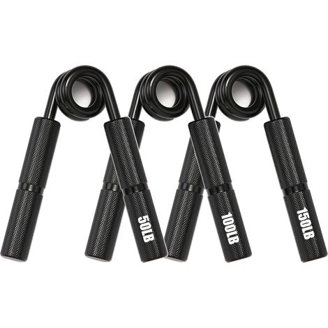 Set di impugnature in metallo argentato, 50 LB, 100 LB, 150 LB – Robuste impugnature antiscivolo, eccellenti per esercizi per polsi e avambracci, ideali per la palestra domestica e l'allenamento della