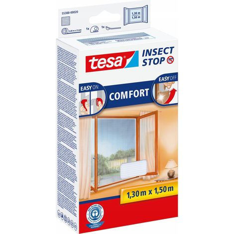 TESA COMFORT Moskitonetz weiß Fensternetz gegen Insekten 1,3 x 1,5 m Klettverschluss