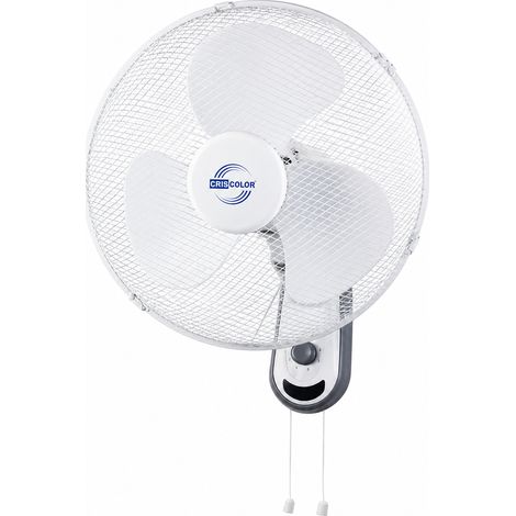 Ventilateur mural silencieux de 45 W, trois vitesses de ventilation, oscillation à 75°, commande par cordon, angle d'inclinaison réglable. (1/5)