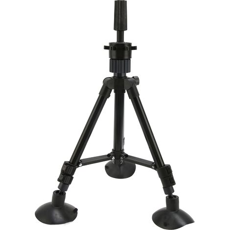 Support de tête de perruque noir en alliage d'aluminium, portable, réglable, à ventouse, idéal pour salon de beauté. (1/5)