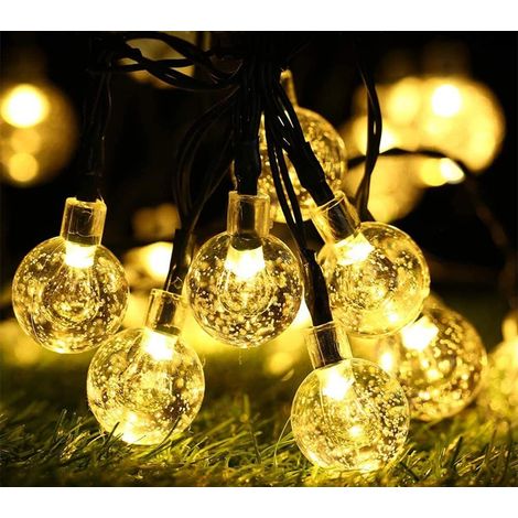 BrizLabs 7M 50 LED Solar-Lichterkette für den Außenbereich, 8 Modi, wasserdicht, für den Innen- und Außenbereich, für Garten, Terrasse, Weihnachten, Hochzeit, Party, warmweiß [Energieklasse A+++] (1/4)