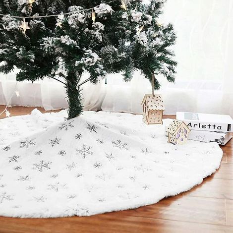 Jupe de sapin de Noël en fausse fourrure blanche, 78 cm – DELKEVIC (1/5)