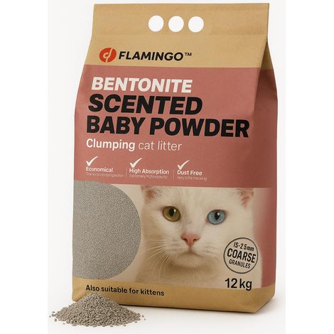 Litière Chat 12L (12kg) pour 10 semaines Litière agglomérante Gros Grains Parfum Talc bébé Origine Europe (1/5)