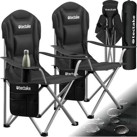 Lot 2 chaises de camping rembourrée pliables sac transport inclus