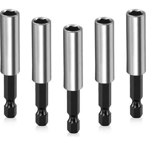 Juego de 5 portapuntas magnéticos de cambio rápido de 1/4" (60 mm) para taladros eléctricos, destornilladores de impacto y destornilladores inalámbricos (1/5)