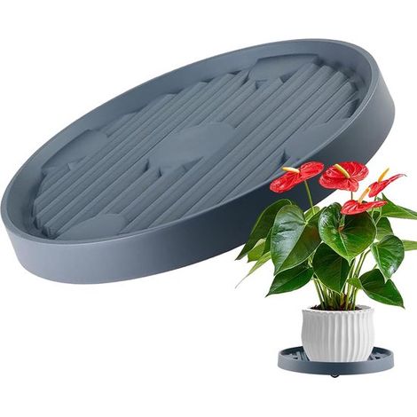Support rond pour pot de fleurs avec 4 roulettes, plateau mobile pour jardinières, charge maximale 40 kg, diamètre adapté aux pots, pour jardin, terrasse, patio et cour, gris foncé, 1 pièce (1/5)