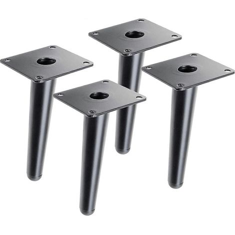Verstellbare Möbelfüße, 10 cm (4 Zoll) Edelstahl, schwarz, robust, für Sofa/Sessel/Couch (4 Stück) (Farbe: Schwarz, Größe: 10C-10CM-Schwarz)