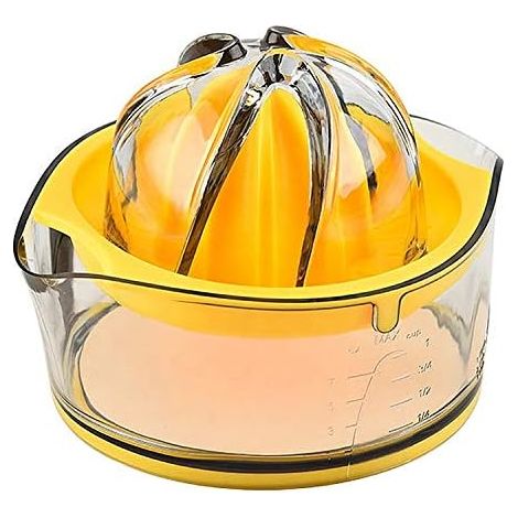 Presse-agrumes manuel pour citrons et oranges, avec verre doseur et passoire intégrés, 237 ml (jaune)