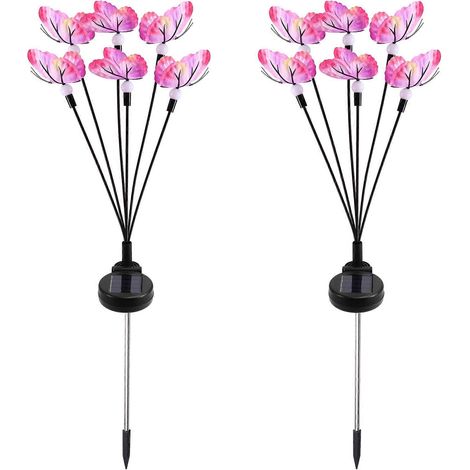 Guirlande lumineuse solaire papillons lucioles LED étanche pour extérieur, pelouse, jardin, éclairage paysager, 6 lampes (1/5)