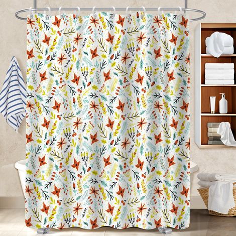 Rideau de bain 180x180 poids lesté bâche polyester douche pour un printemps fleuri dans la salle de bain (1/5)