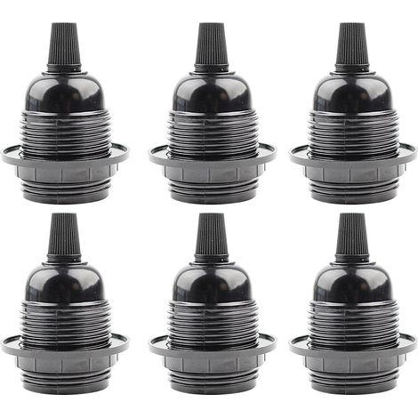 6 Stück – Schwarze E27 Fassung – Kunststoff-Schraubfassung – Lampenschirmring Adapter Basis – Ersatz für Tischlampe, Stehlampe oder Deckenlampe