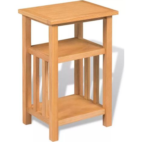 Table d'appoint 2 étagères chêne massif clair Odero H 55cm (1/5)
