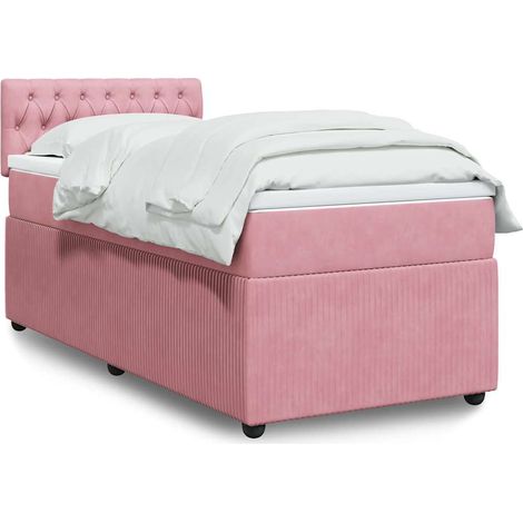 Boxspringbett mit Matratze Rosa 90x200 cm Samt
