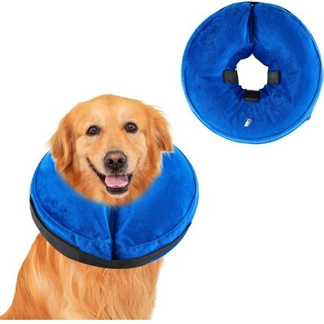 Cône gonflable pour chiens, collier de convalescence ajustable pour chats, collier de protection contre le léchage et les morsures après une intervention chirurgicale (bleu, XL)
