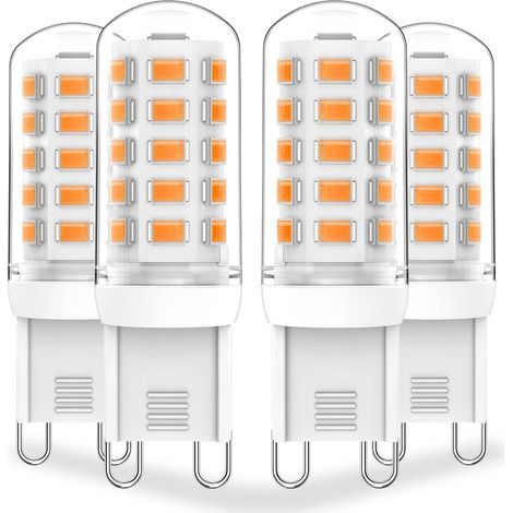 G9 ampoules LED Dimmable 3W (T4 30W 25W 20W équivalent ampoule à halogène), chaud blanc 3000K, 120V, 350LM bi épingle ou lustre mural lampes de plafond pendentives, pas clignotant 4-Pack (1/5)