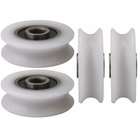 Lot de 4 poulies nylon U-Groove pour porte coulissante – Diamètre intérieur 4mm – Charge max 27kg – Glissière flexible en plastique et acier (1/3)