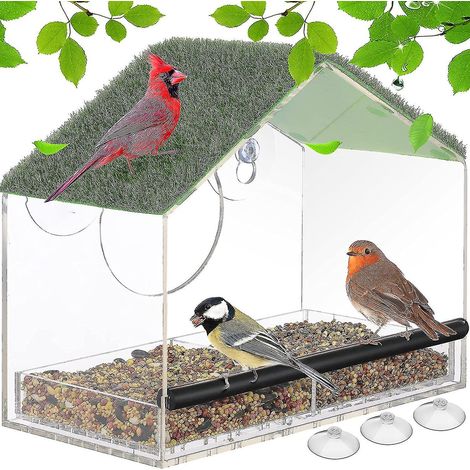 Mangeoire à oiseaux de fenêtre avec ventouses puissantes, amovible (1/4)