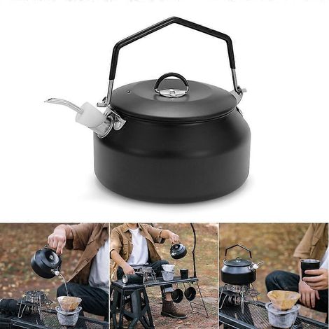 Bouilloire de camping, cafetière de camping en acier inoxydable de 1 litre, bouilloire de camping légère (1/4)