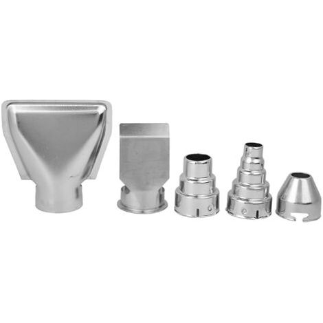 ENSEMBLE DE 5 BUSES DE PISTOLET À AIR CHAUD EN ACIER INOXYDABLE, ACCESSOIRES, SOUFFLEUR DE CHALEUR, FONCTIONS D'EXTENSION, DIFFÉRENTES TAILLES (1/5)