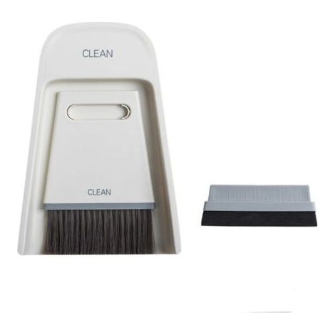Ensemble de pelle à poussière de balai, balais de poussière Table de bureau Mini balai de nettoyage de pelle à poussière brosse de nettoyage essuyage outils de nettoyage(Gris Blanc) (1/5)