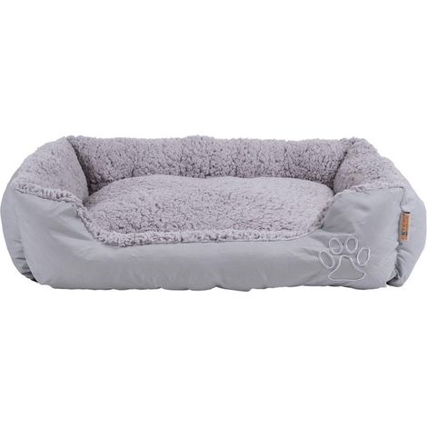 Hundebett Hundekissen Haustierbett Hundekorb Tierbett Hundesofa Hellgrau/Grau 60x48x18 cm (1/4)