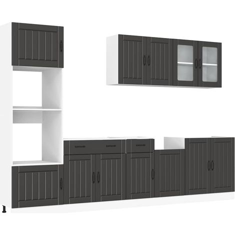 Maison Exclusive - Mueble de cocina Kalmar negra 7 piezas madera
