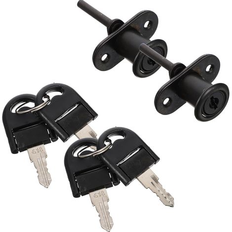 Cadenas pour meubles avec clé, acier noir, 2 pièces