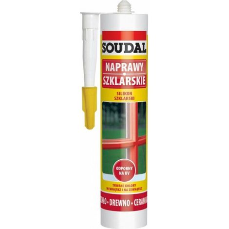 Silicone Vitrier - 280 ml - Pour Joint Etanche Verre Bois Metal - Compatible Beton Brique Ceramique - Acide Durcissement