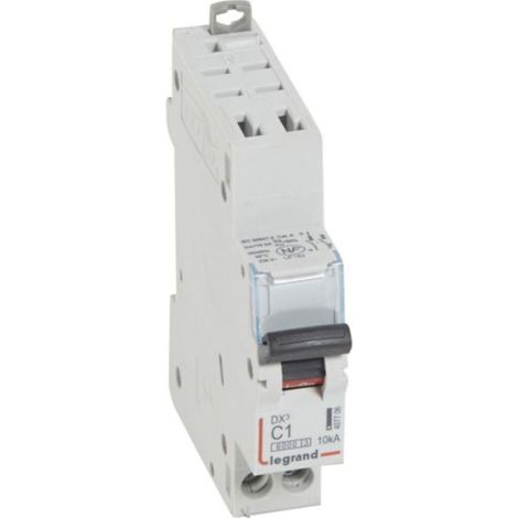 Disjoncteur DX³6000 10kA arrivée haute automatique et départ bas à vis U+N - 230V - 1A- courbe C - 1 module - LEGRAND