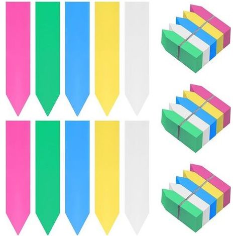 Confezione da 500 etichette in plastica multicolore per orto - 10 x 2 cm - Etichette impermeabili in 5 colori per vivaio, semi, piante ed erbe aromatiche (1/5)