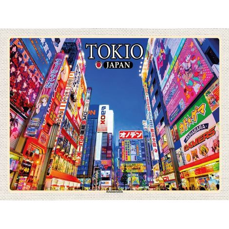 Panneau publicitaire en bois 30x40 cm Tokyo Japon, motif voyage et aventure
