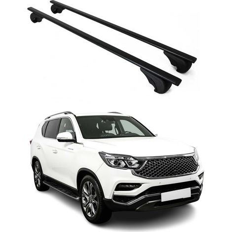 OMAC Barres de toit pour Ssangyong Rexton Y400 2017-2020 – TÜV / DIN 75302:2019 – Antivol inclus – Charge max 75 kg – 2 barres Noir (1/4)