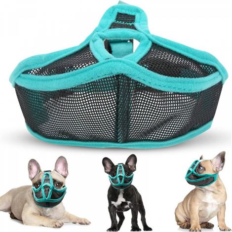Museau de Chien, Museau Court Museau de Chien Maille Réglable Respirant Anti-Morsure Bouledogue pour Anti-Morsure Anti-Aboiement Léchage Muselière pour Chien Muselière en Maille Souple (S) (1/5)