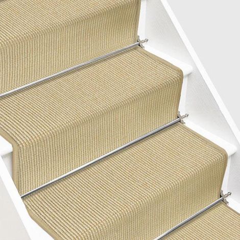 Karat – Tapis d'escalier en sisal antidérapant 66 x 50 cm – Tissé 100 % sisal – Revêtement latex pour sécurité – Couleur ivoire (1/2)