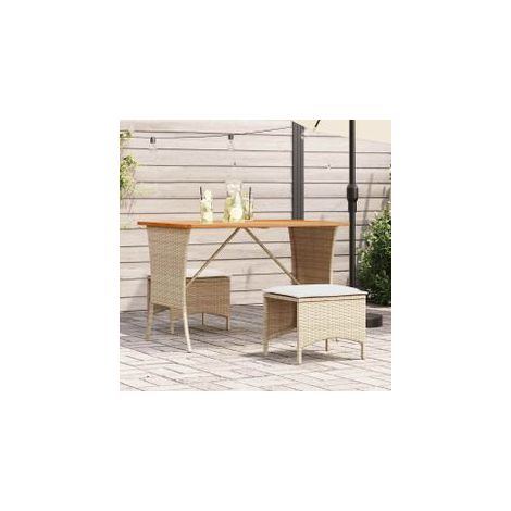 Table de jardin avec dessus en bois d'acacia beige 105x75x72 (1/5)