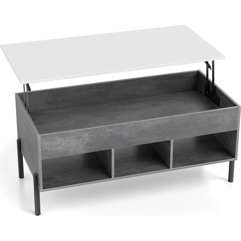 Verstellbarer Couchtisch mit Liftplatte, Stauraum, Grau