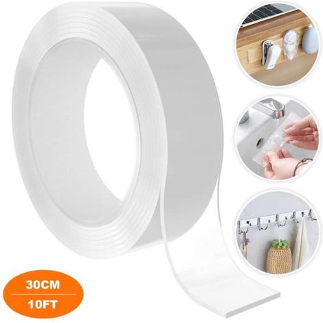 Ruban Adhésif Nano Réutilisable, Nano Tape,Ruban adhésif Lavable sans Traces,Multifonctionnel Traceless Double Face, Adhésif (1/4)