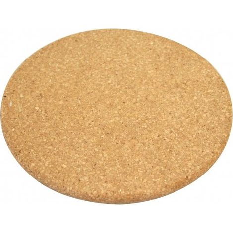 Dessous de verre rond en liège Axentia de 19,5 cm pour une casserole ou une bouilloire chaude. (1/2)