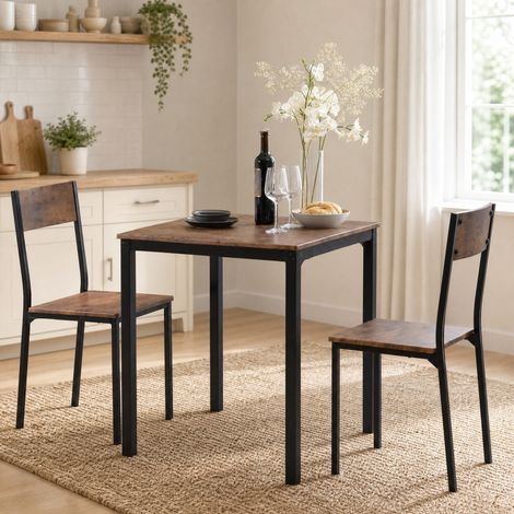 Essgruppe mit Tisch und 2 Stühlen 70 x 70 x 75 cm, Braun HAVRYA (1/5)