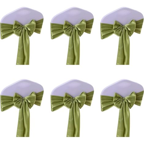 Stretch Satin Bow Chair Belt Chair Back Bow Ribbon Fournitures décoratives (vert) 6 pcs (1/5)