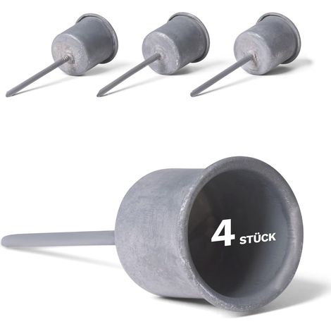 4 supports à bougies coniques gris 7,1 x 2,8 cm