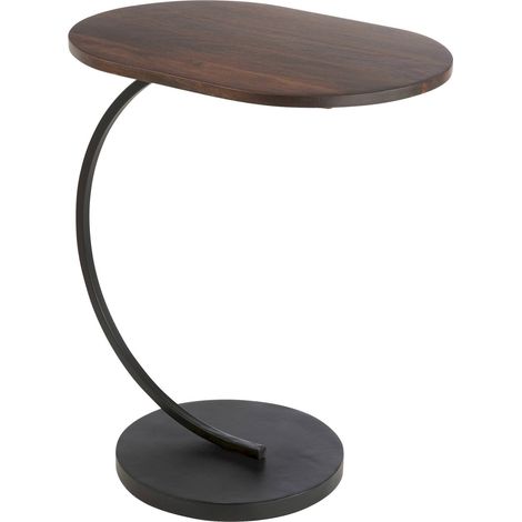 Bout de canapé fer et bois de manguier brun noir design élégant - Brun foncé et noir mat (1/5)