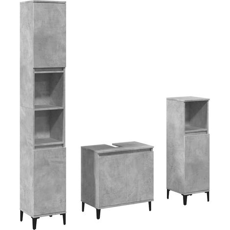 Maison Exclusive - 3-tlg. Badmöbel-Set Betongrau Holzwerkstoff