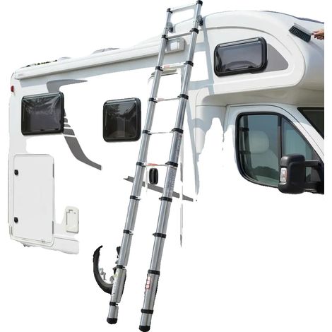 Scala telescopica in acciaio inox, leggera e portatile, colore verde militare. (1/2)